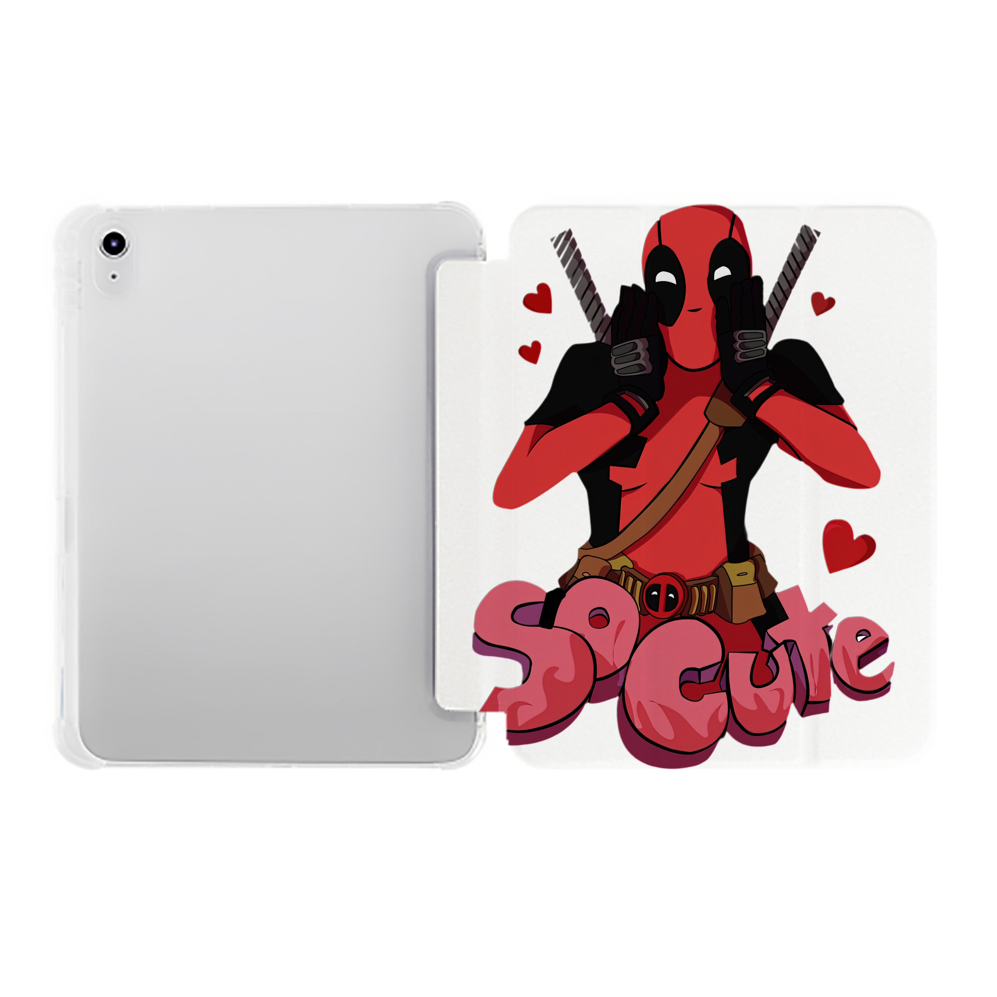 （画像用） Deadpool デッドプール IPad ケース ペン収納付き 三つ折りスタンド PUレザー×シリコン 対応機種9.5/10.5/10.9インチ